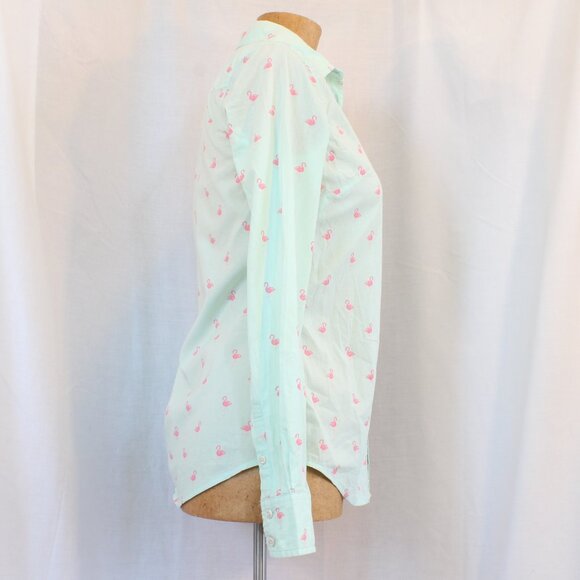 Merona Pink & Green Flamingo Buttondown - Picture 4 of 7
